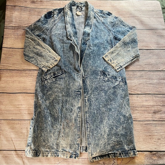 S.B.II Jackets & Blazers - VTG 80's Acid Wash Denim Duster Oversized Trench Coat Womens Medium Retro Grunge